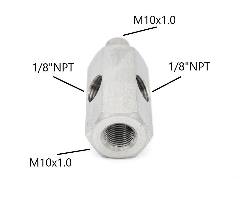 M10x1.0 oil pressure adapter sensor 2x 1/8" NPT stainless steel for AUDI SEAT VW BMW