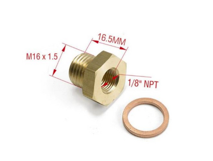 M16x1.5 to 1/8" NPT adapter brass sensor for pressure indicator oil pressure switch etc. 